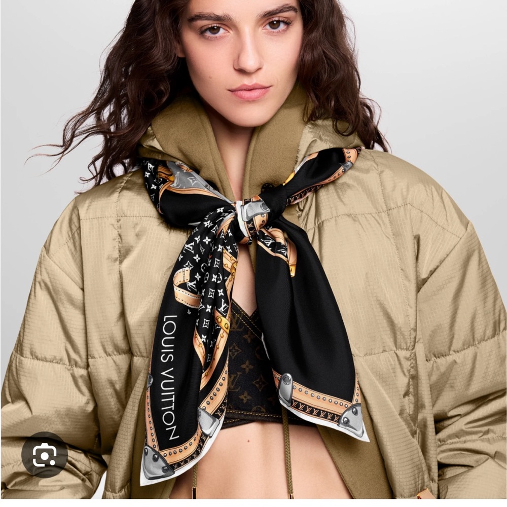 Louis Vuitton Black and Brown Silk Scarf